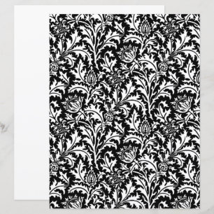Damassé de chardon William Morris, noir et blanc