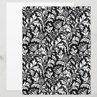 Damassé de chardon William Morris, noir et blanc