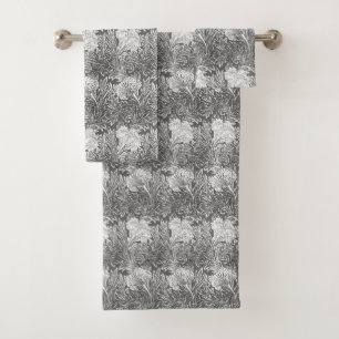 Damassé de fleur, gris Jacobean/gris et blanc