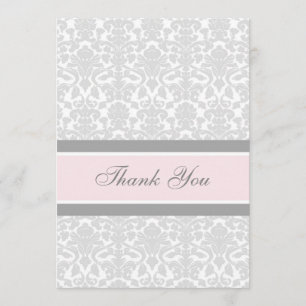 Damassé de gris de rose de cartes de Merci de baby