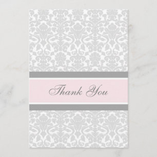 Damassé de gris de rose de cartes de Merci de baby