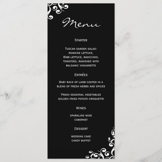 Damassé de menu de mariage (Devant)