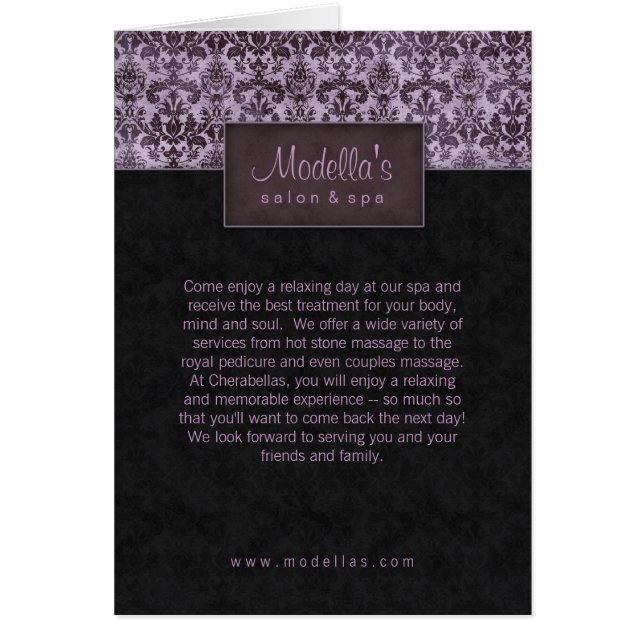 Damassé de pourpre de brochure de spa de salon (Devant)