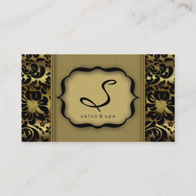 Damassé d'or de carte de visite de spa de salon (Devant)