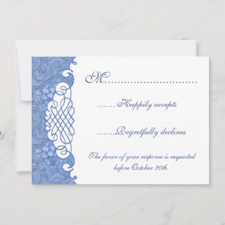 Damassé florale et carte l'épousant bleue des