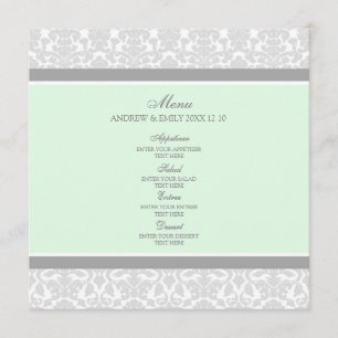 Damassé florale grise de menthe de menu de mariage