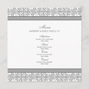 Damassé florale grise de menu de mariage