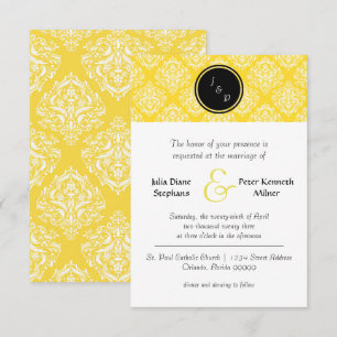 Damassé jaune - Faire-part de mariage 3x5