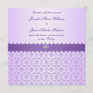 Damassé lilas vintage et ruban de faire-part de