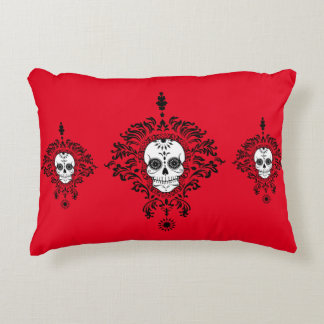 Damassé morte - coussin chic d'accent de crânes de