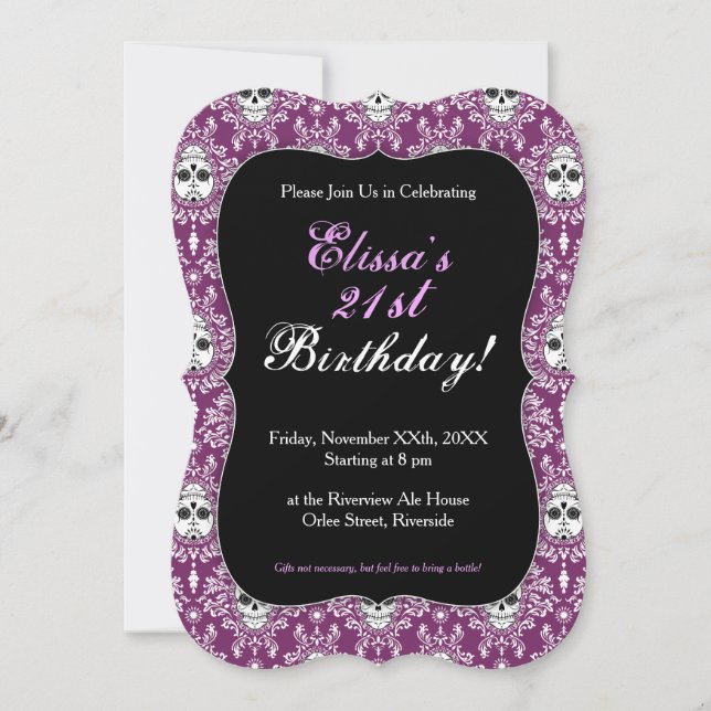 Damassé morte - invitations chics de coutume de (Devant)