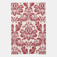 Damassé rouge et blanche de serviette de cuisine…
