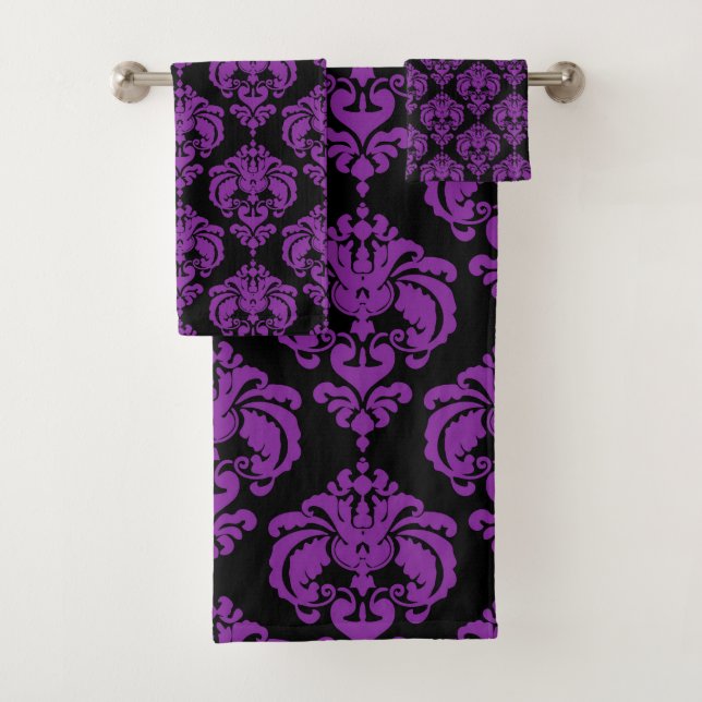 Damassé Royal Glamour Violet et Noir (En situation)