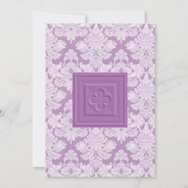 Damassé violette et faire-part de mariage croisé (Devant)