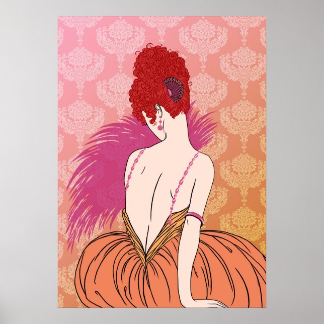 Dame Art déco avec Damas - BIANCA : Melon Melange (Devant)