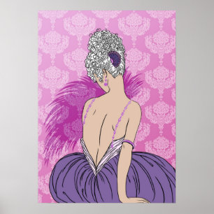 Dame Art déco avec Damas - BIANCA : Plum parisien