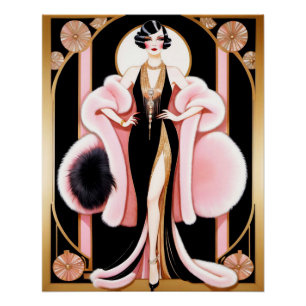 Dame Art déco glamour dans le style de l'ERTE.