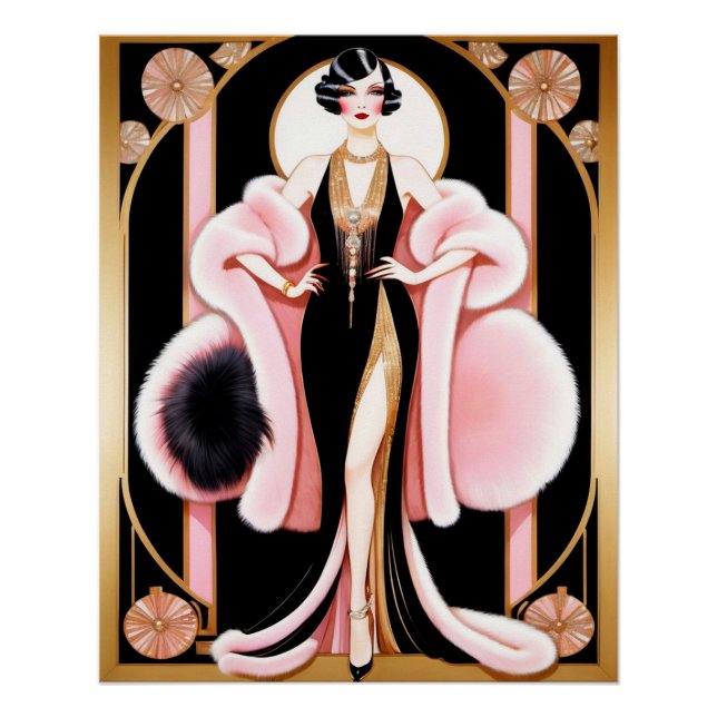 Dame Art déco glamour dans le style de l'ERTE. (Devant)