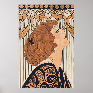 Dame Art Nouveau Impression Mode Française Belle É