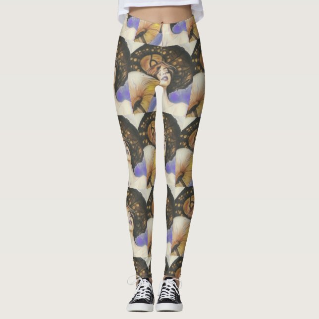 dame au champignon brun ton beige leggings (Devant)