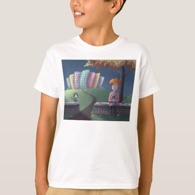 Dame au chat dans le parc T-Shirt (Devant)