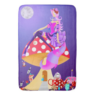 Dame au chat Tapis de bain au clair de lune