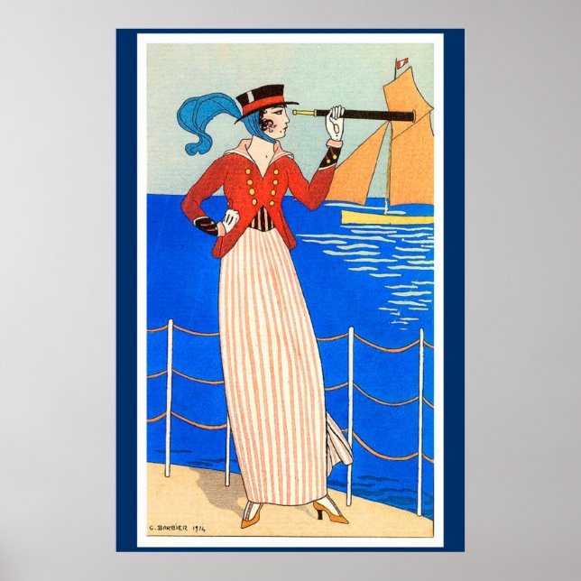 DAME AU MONOCLE ART DÉCO NAUTIQUE BEAUTÉ MODE (Devant)