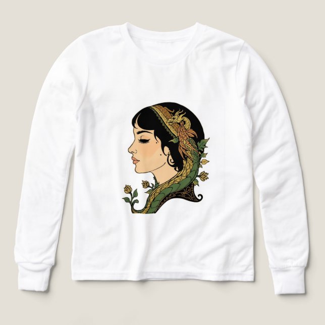 Dame aux cheveux de dragon | Design de sweat-shirt (Motif recto)