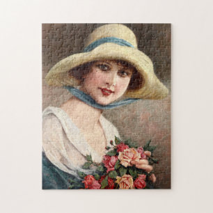 Dame Avec Bouquet De Roses_GC - Puzzle