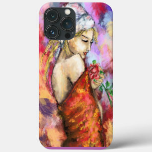Dame avec coque iphone Rose Peinture féminine mode