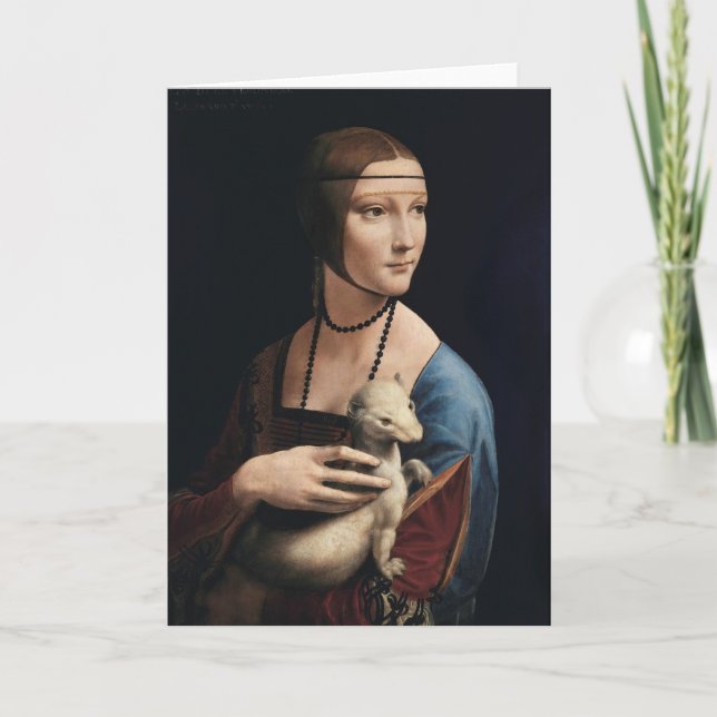 Dame avec une carte de voeux Ermine (Devant)