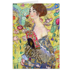 Dame avec ventilateur par Gustav Klimt, Japonisme 