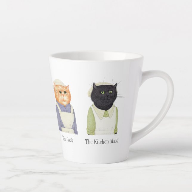 DAME CATS Latte Mug + Texte (Droite)