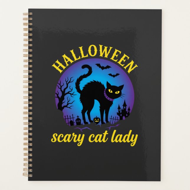 Dame de chat effrayante Halloween Chat noir (Devant)