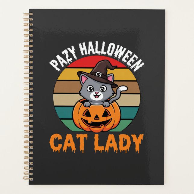 Dame de chat Halloween Sorcière Citrouille Design  (Devant)