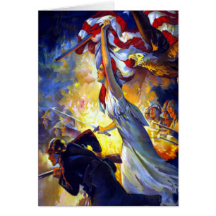 Dame de la Liberté patriotique vintage Drapeau amé