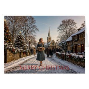 Dame de Noël des années 1950 Village anglais