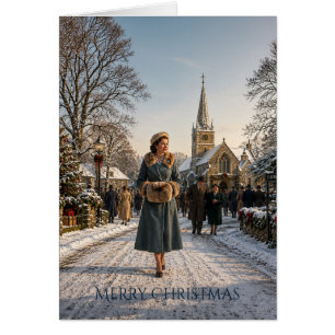 Dame de Noël des années 1950 Village anglais