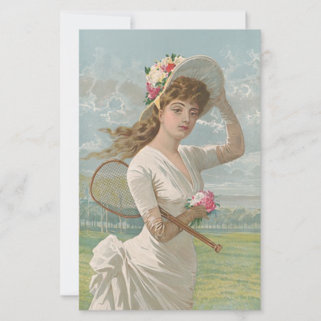 Dame de tennis victorienne avec chapeau à fleurs A (Devant)