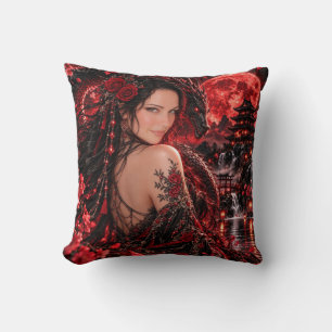 Dame Dragon Cramoisi Coussin de Lancer Moon de San