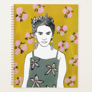 Dame en fleurs roses - Jaune