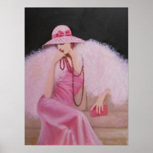 DAME EN ROSE, ART DÉCO POSTER