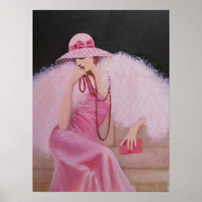 DAME EN ROSE, ART DÉCO POSTER (Devant)