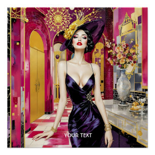 Dame Fantastique Mignonne Art Déco