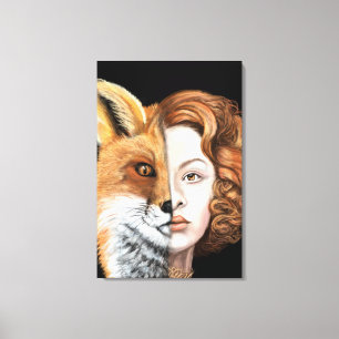 Dame Fox - Toile de visage - Impression d'art - Pe