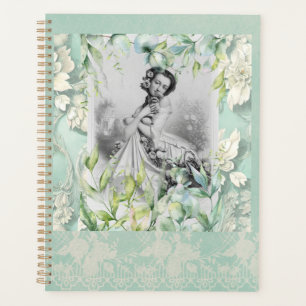 Dame géorgienne en Sea Moss Green et feuille.