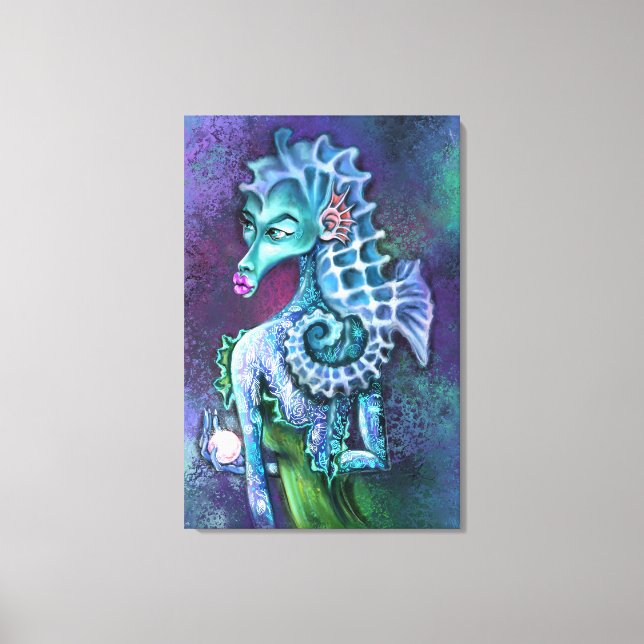 Dame hippocampe Fantaisie Impression sur toile - P (Recto)