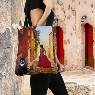 Dame italienne en Red Tuxedo Chat Sac fourre-tout 