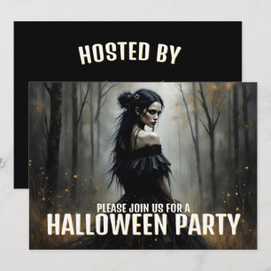 Dame Mystique dans une sombre forêt d'Halloween