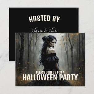 Dame Mystique dans une sombre forêt d'Halloween